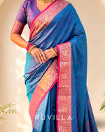 Sky Blue Soft Patola Silk Saree with Bandhani Weaves & Rich Zari Border