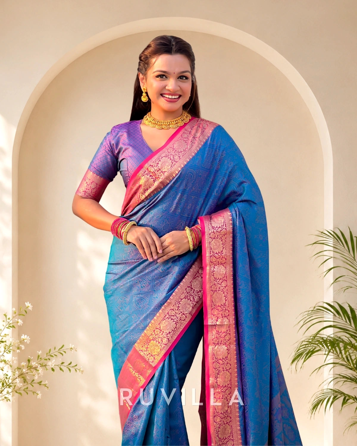 Sky Blue Soft Patola Silk Saree with Bandhani Weaves & Rich Zari Border