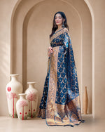 Banarasi Katan Satin Silk Saree with Jaal Weaves & Rich Zari Pallu