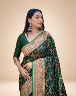 Banarasi Katan Satin Silk Saree with Jaal Weaves & Rich Zari Pallu