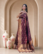 Banarasi Katan Satin Silk Saree with Jaal Weaves & Rich Zari Pallu