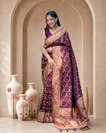 Banarasi Katan Satin Silk Saree with Jaal Weaves & Rich Zari Pallu