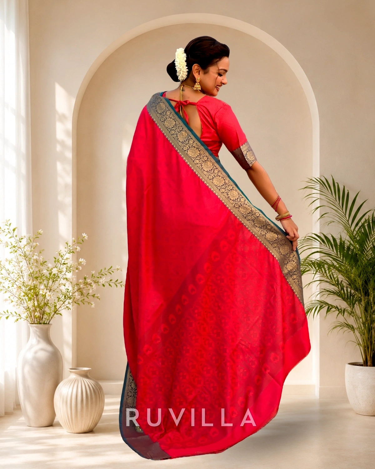 Light Pink Soft Patola Silk Saree with Bandhani Weaves & Rich Zari Border
