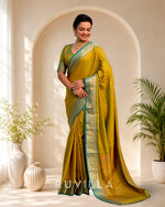 Mehendi Green Soft Patola Silk Saree with Bandhani Weaves & Rich Zari Border