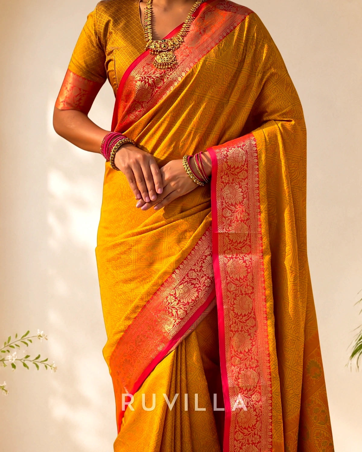 Mustard Soft Patola Silk Saree with Bandhani Weaves & Rich Zari Border