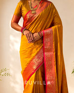 Mustard Soft Patola Silk Saree with Bandhani Weaves & Rich Zari Border
