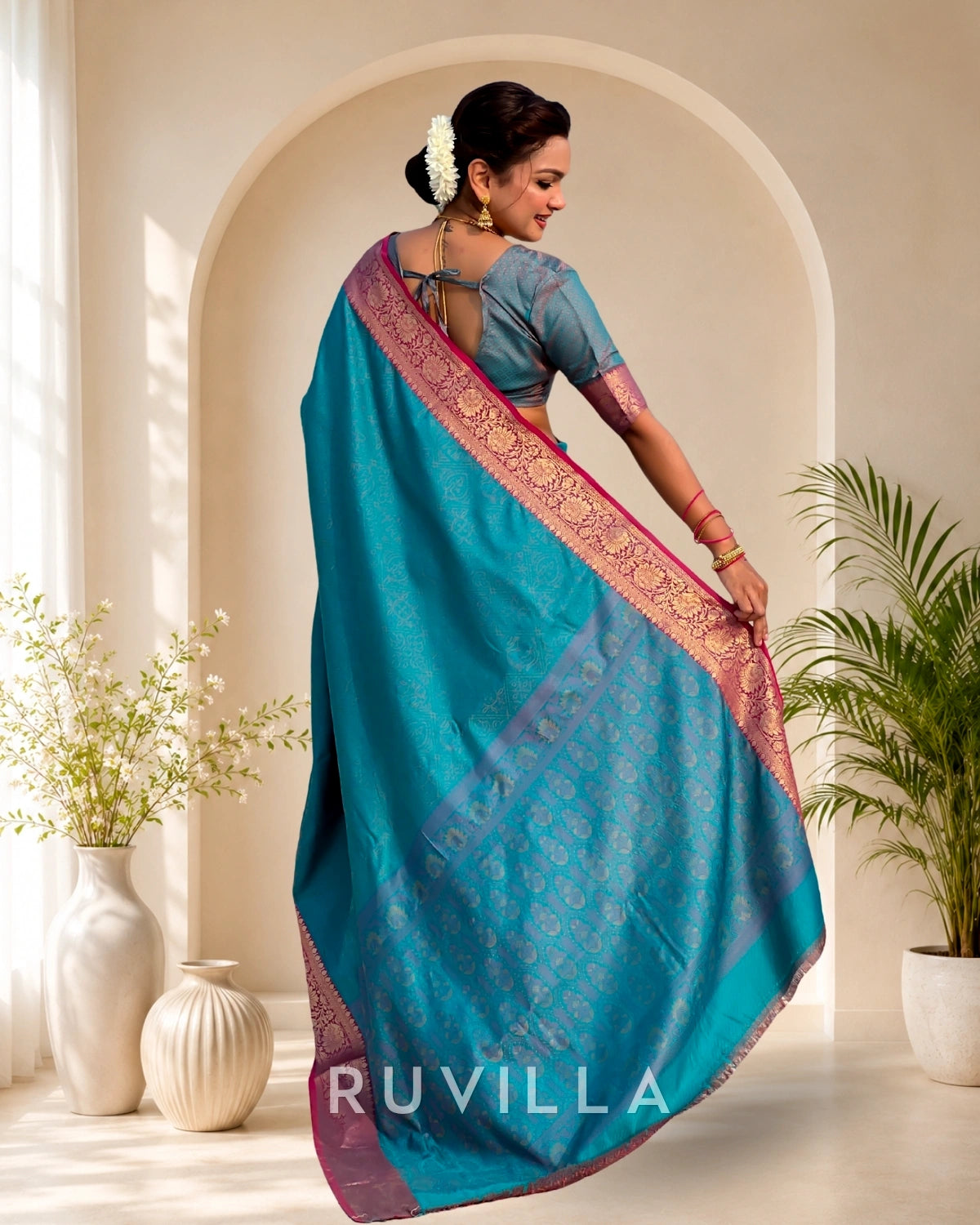 Royal Blue Soft Patola Silk Saree with Bandhani Weaves & Rich Zari Border