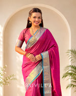 Dark Pink Soft Patola Silk Saree with Bandhani Weaves & Rich Zari Border