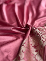 Wine Mauve Mashru Katan Silk Banarasi Saree with zari butti weaving by Ruvilla