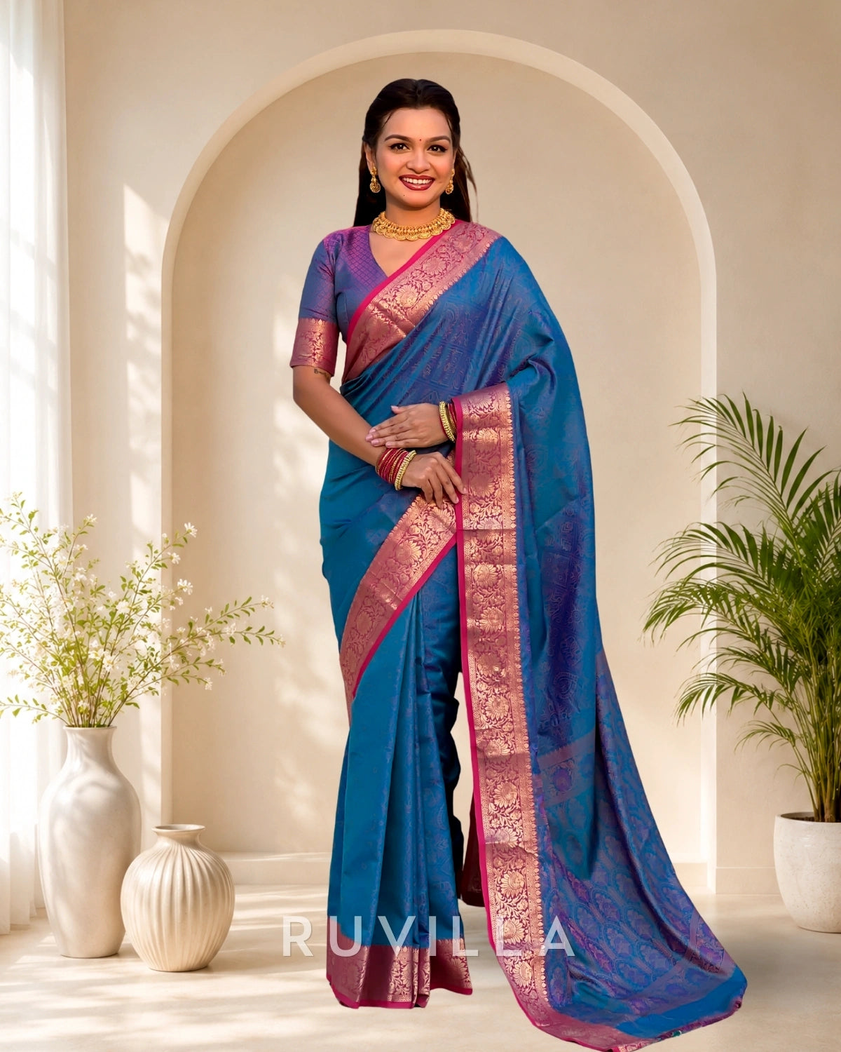 Sky Blue Soft Patola Silk Saree with Bandhani Weaves & Rich Zari Border