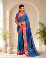Sky Blue Soft Patola Silk Saree with Bandhani Weaves & Rich Zari Border