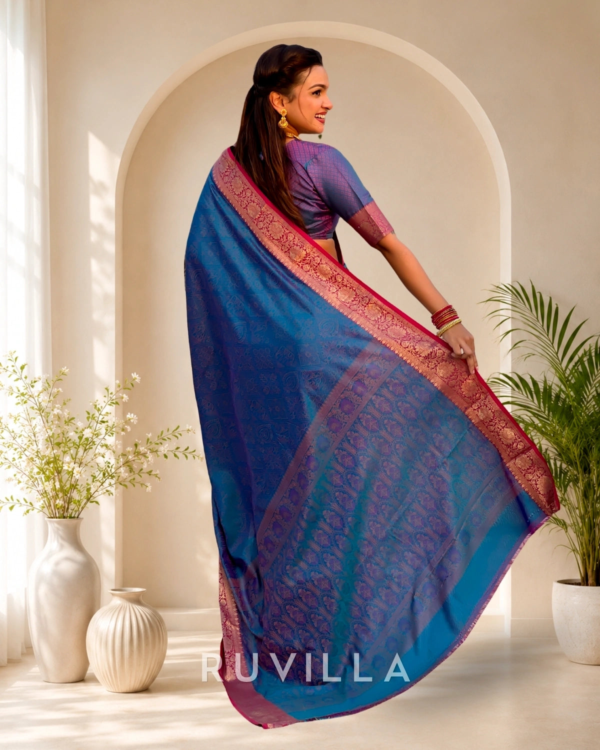 Sky Blue Soft Patola Silk Saree with Bandhani Weaves & Rich Zari Border