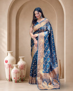 Banarasi Katan Satin Silk Saree with Jaal Weaves & Rich Zari Pallu