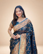 Banarasi Katan Satin Silk Saree with Jaal Weaves & Rich Zari Pallu
