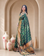 Banarasi Katan Satin Silk Saree with Jaal Weaves & Rich Zari Pallu