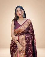 Banarasi Katan Satin Silk Saree with Jaal Weaves & Rich Zari Pallu