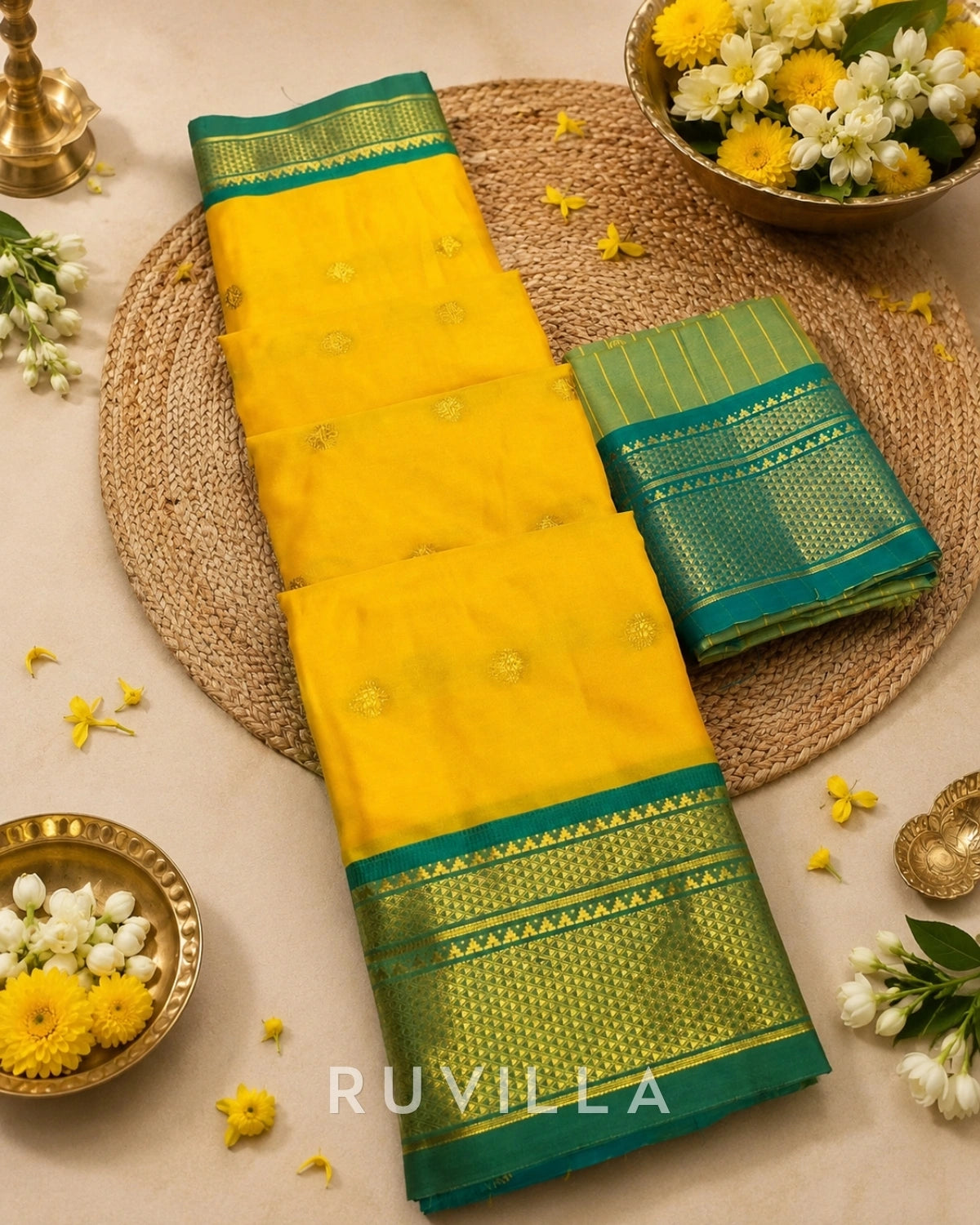 Two Tone Border Silk Cotton Saree.