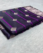 Royal Purple Banarasi Mashru Katan Silk Saree with Heavy Zari Pallu by Ruvilla